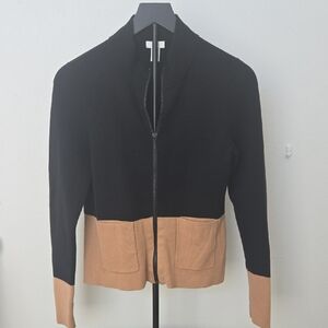 Chico's Black and Camel Full Zip Cardigan Sweater Jacket